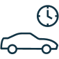 Symbol eines Autos mit Uhr