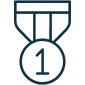 Symbol einer Medaille mit der Zahl 1