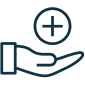 Symbol einer Hand mit einem Pluszeichen