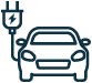 Symbol eines Elektroautos mit Ladekabel, das nachhaltige Mobilität darstellt