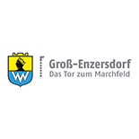 Logo der Gemeinde Groß Enzersdorf mit dem Schriftzug Das Tor zum Marchfeld