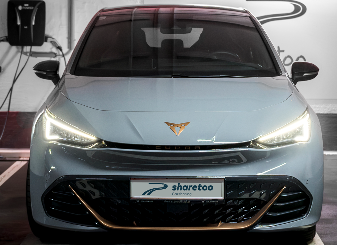 Modernes E-Fahrzeug der VW-Gruppe im Fuhrpark von sharetoo
