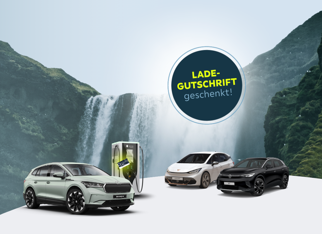 Wasserfall mit einem Störer mit dem Text "Mtl. Ladebonus geschenkt!"