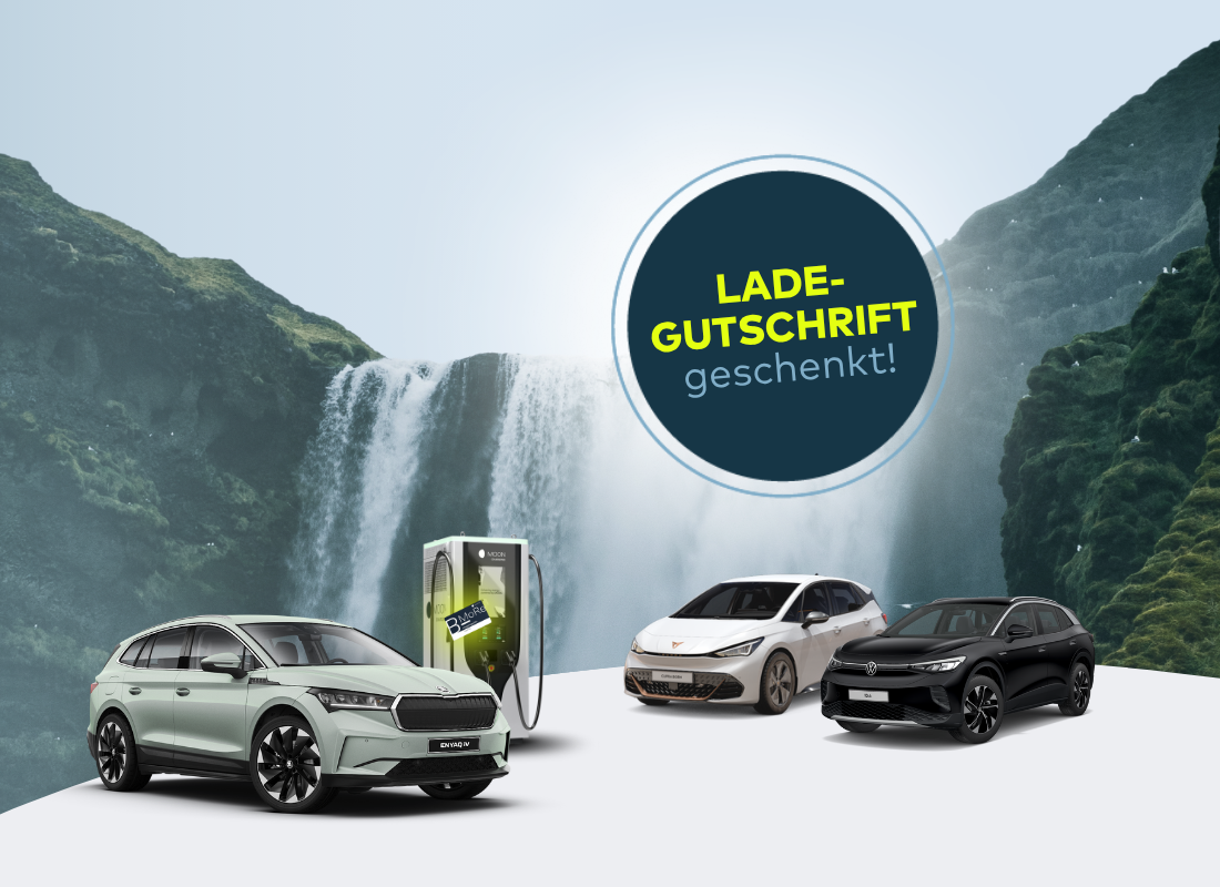 Wasserfall mit einem Störer mit dem Text "Mtl. Ladebonus geschenkt!"