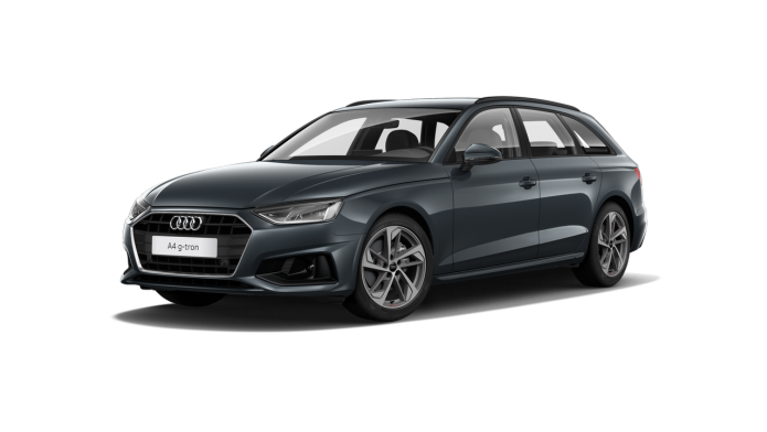 Dunkler Audi A4 in drei-viertel Ansicht