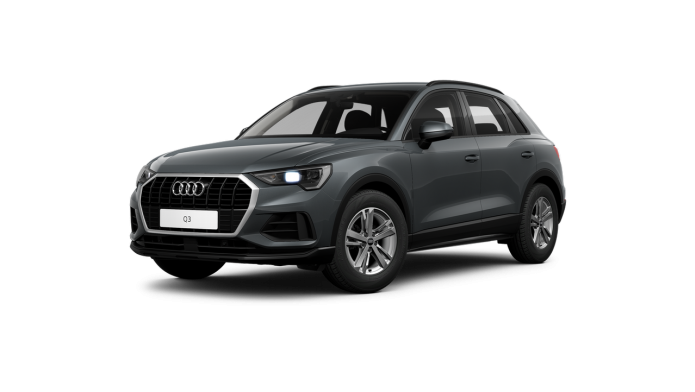 Dunkler Audi Q3 in drei-viertel Ansicht