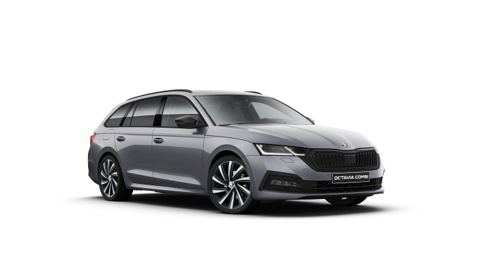 Dunkler Škoda Octavia in drei-viertel Ansicht