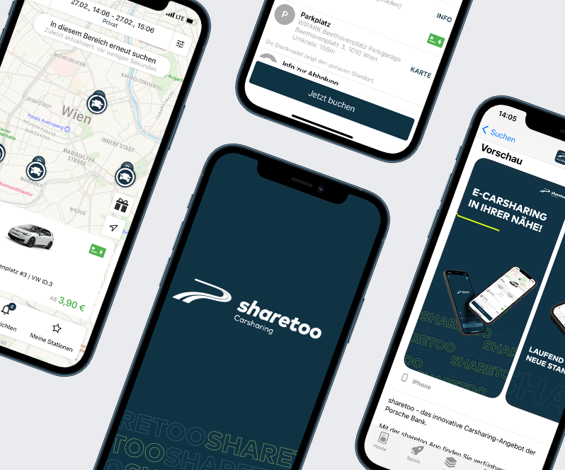 Carsharing App von sharetoo auf einem Smartphone
